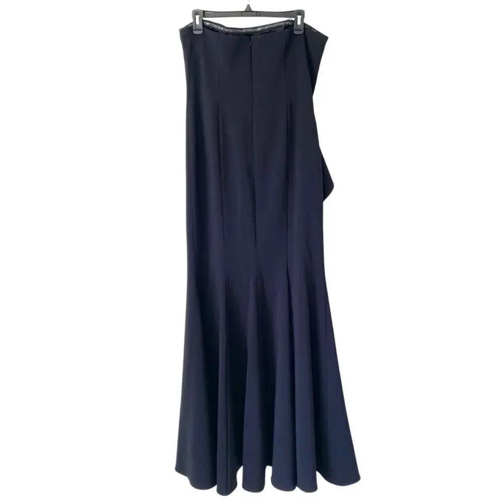 Jay Godfrey Allman Black Strapless Ruffle Gown Side Slit lined in satin size 12 - Picture 7 of 9